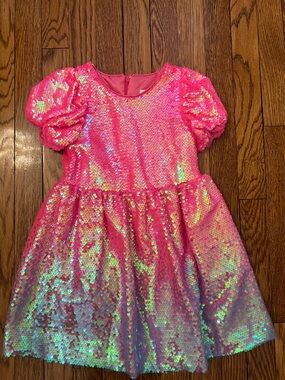 Lola + The Boys Pink Iridescent Sequin Girls' Formal Dress